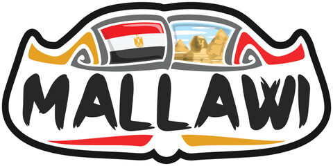 Mallawi Egypt Flag Travel Souvenir Sticker Skyline Landmark Logo Badge Stamp Seal Emblem Coat of Arms Vector Illustration SVG EPS