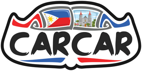 Carcar Philippines Flag Travel Souvenir Sticker Skyline Landmark Logo Badge Stamp Seal Emblem Coat of Arms Vector Illustration SVG EPS