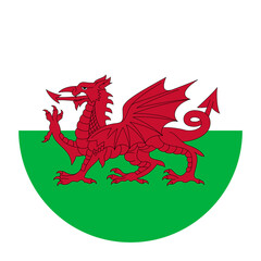 Wales Flat Rounded Flag Icon with Transparent Background