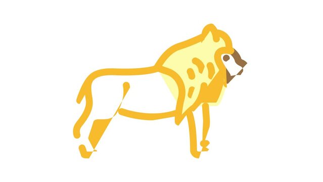 lion animal color icon animation