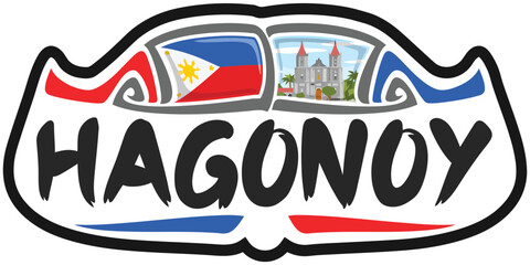 Hagonoy Philippines Flag Travel Souvenir Sticker Skyline Landmark Logo Badge Stamp Seal Emblem Coat of Arms Vector Illustration SVG EPS