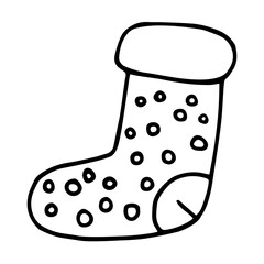 Hand drawn christmas stocking doodle vector illustration isolated on white