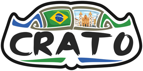 Crato Brazil Flag Travel Souvenir Sticker Skyline Landmark Logo Badge Stamp Seal Emblem Coat of Arms Vector Illustration SVG EPS