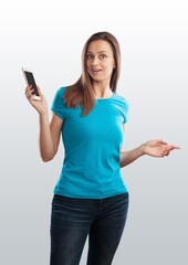 Fototapeta premium beautiful businesswoman with modern mobile phone