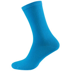 Light blue long voluminous cotton sock, on a white background