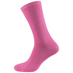 Pink long voluminous cotton sock, on a white background