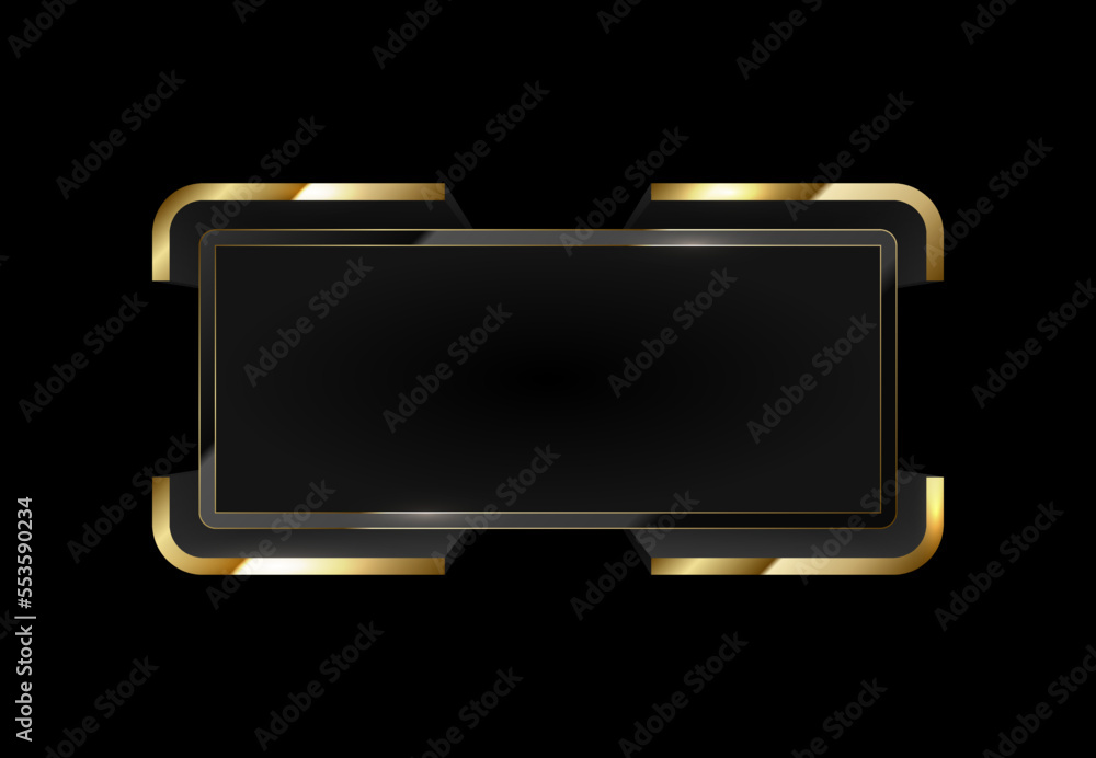 Fototapete luxury horizontal 3d black message screen frame. text quote rectangle frame. glossy black volume tem
