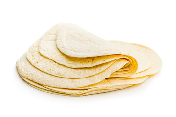 Mexican Corn Tortillas isolated on white background.