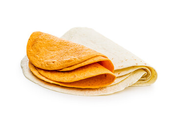 Mexican Corn Tortillas isolated on white background.