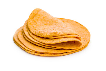 Mexican Corn Tortillas isolated on white background.