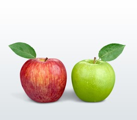 Fresh ripe bitten apples on the desk