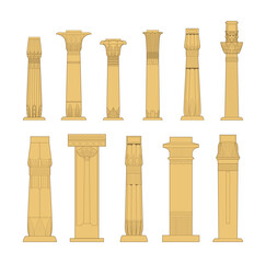 Columns  in different styles. Flat design. Format vector