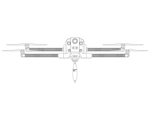 Military Drone with Bomb Coloring Book. Missile strikes. Air rocket, PNG illustration.