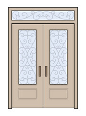Ancient door. Flat design format vector.