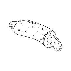 Sausage street food in hand drawn doodle style. South Korean traditional street meal vector illustration.
