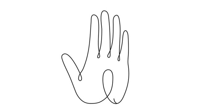 Five human senses animation in continuous line style. Ear line art icon. Nose and smelling. Mouth, lips outline. Eyes with brow in hand drawn style.