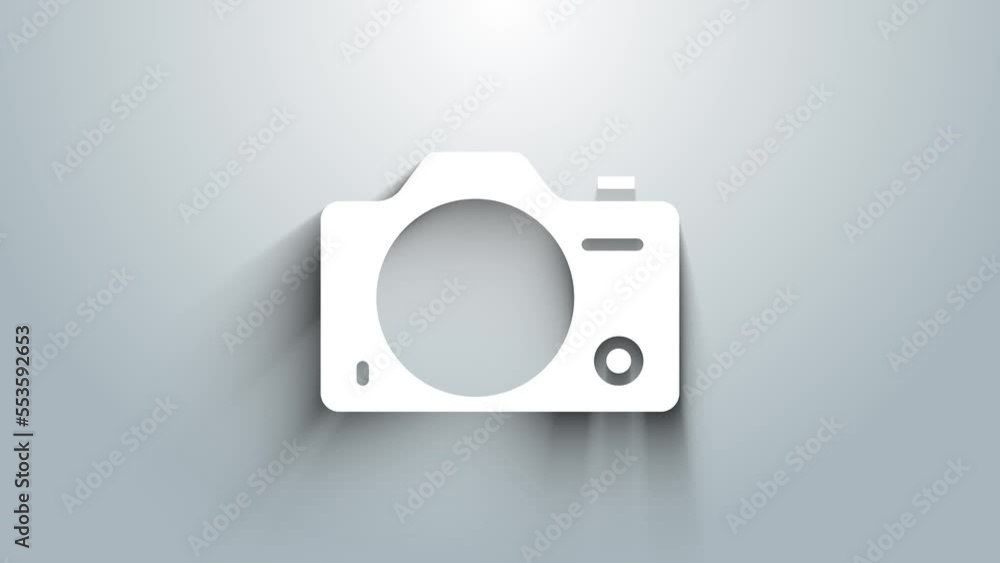 Canvas Prints white photo camera icon isolated on grey background. foto camera. digital photography. 4k video moti