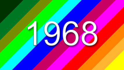 1968 colorful rainbow background year number - obrazy, fototapety, plakaty