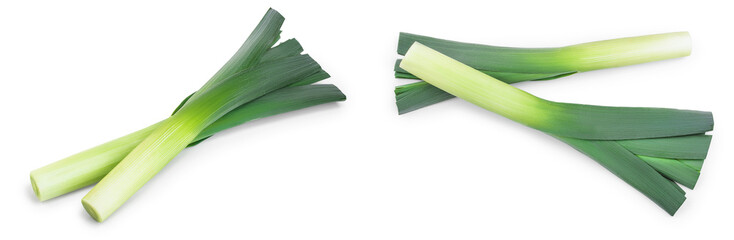 Leek vegetable closeup isolated on white background