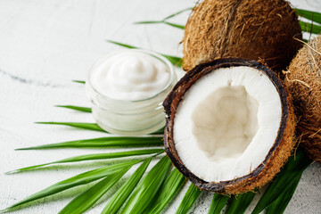fresh natural coconut cream on a white background