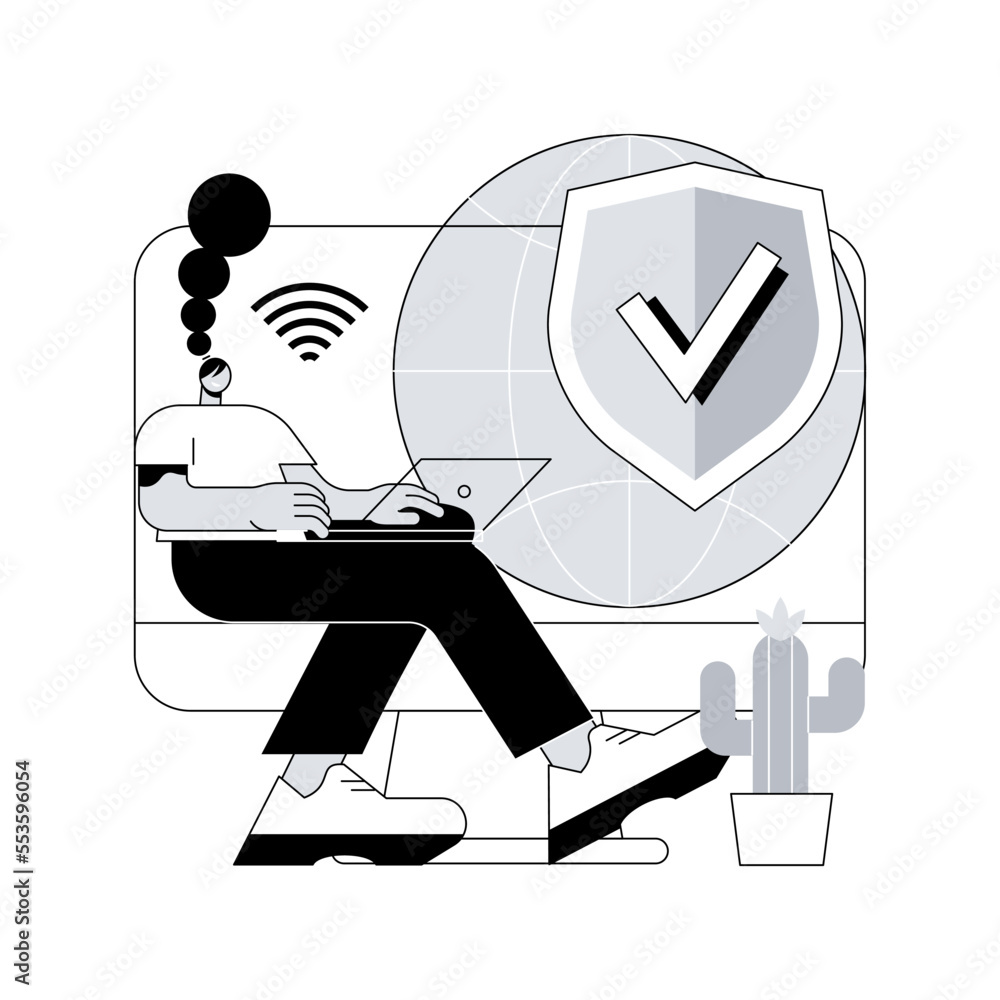 Poster vpn access abstract concept vector illustration. virtual private network access, remote proxy server