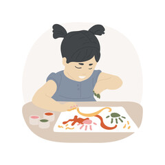 Finger paint isolated cartoon vector illustration. Kid drawing with finger paints, happy childhood, mind challenge, infant brain games, mental development, leisure activity vector cartoon.