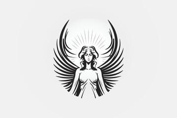 Obraz premium Female Angel With Wings Logo Illustration