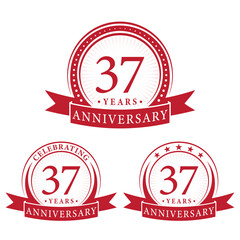 37 years anniversary logo collections. Set of 37th Anniversary design template. Vector and illustration.
