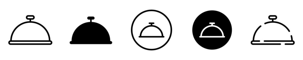 Conjunto de iconos de bandeja de comida. Recipiente de alimentos. Concepto de restaurante, menú de comida. Ilustración vectorial