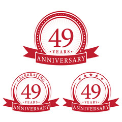 49 years anniversary logo collections. Set of 49th Anniversary design template. Vector and illustration.
