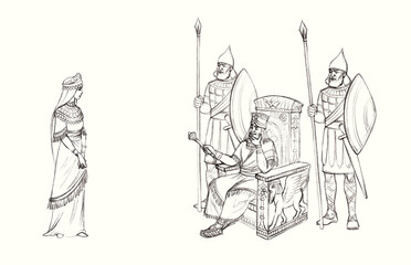 Fototapeta na wymiar King on the throne. Pencil drawing