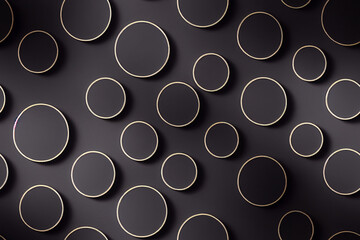 Vertical shot of black wall with white circles abstract background  Generative AI