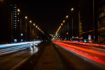 Fototapeta na wymiar night traffic at night