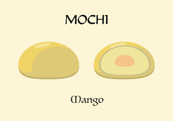 Japanese dessert mochi with mango flavor.