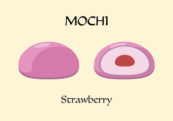 Japanese dessert mochi with strawberry flavor.