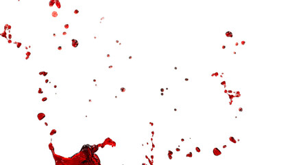 Red splashes isolated on white background.