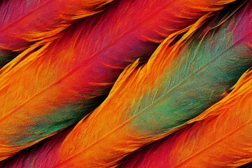 Obraz premium Vertical shot of colorful chicken soft feathers design background Generative AI