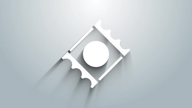 White Condom in package safe sex icon isolated on grey background. Safe love symbol. Contraceptive method for male. 4K Video motion graphic animation