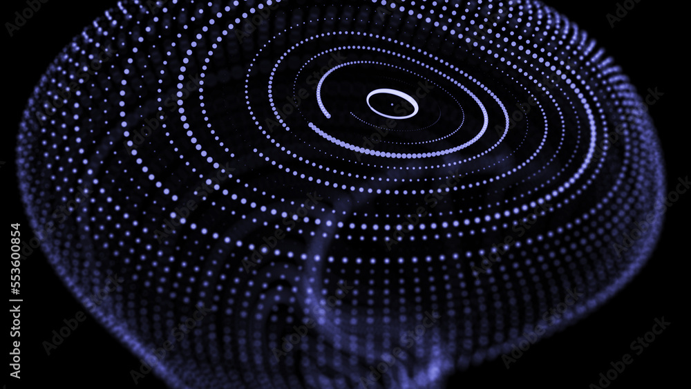 Aufkleber abstract sphere of dots on the dark background. digital ball vibration and sound wave connections. 3