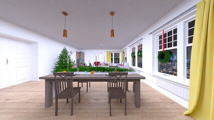 クリスマスツリーがあるリビングルーム