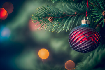 Fototapeta na wymiar Christmas decoration on the tree, Generative AI