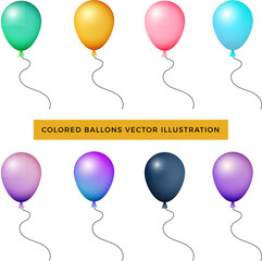 isolated colored balloons vector illustration