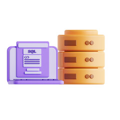 sql server 3d render illustration