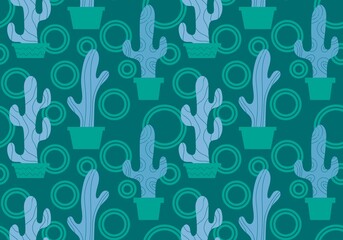 Summer floral seamless cartoon cactus pattern for wrapping paper and fabrics and linens and vacation accessories