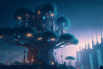 Fantasy style scenes. Colorful fantasy landscape.