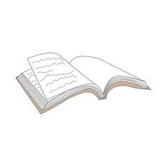 One line drawing of notebook on the office desk