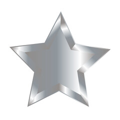 Realistic metallic  silver five pointed star icon