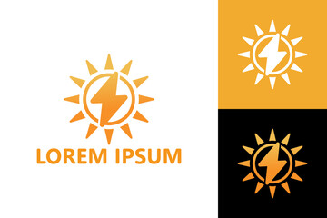 Solar energy, electric sun logo template design vector