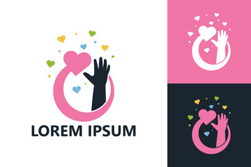 Hand reach love logo template design vector