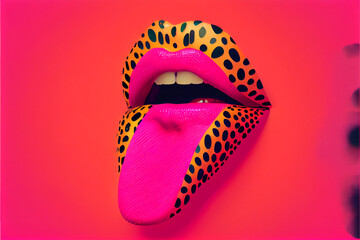 Hot Pink Lips Illustration AI Art